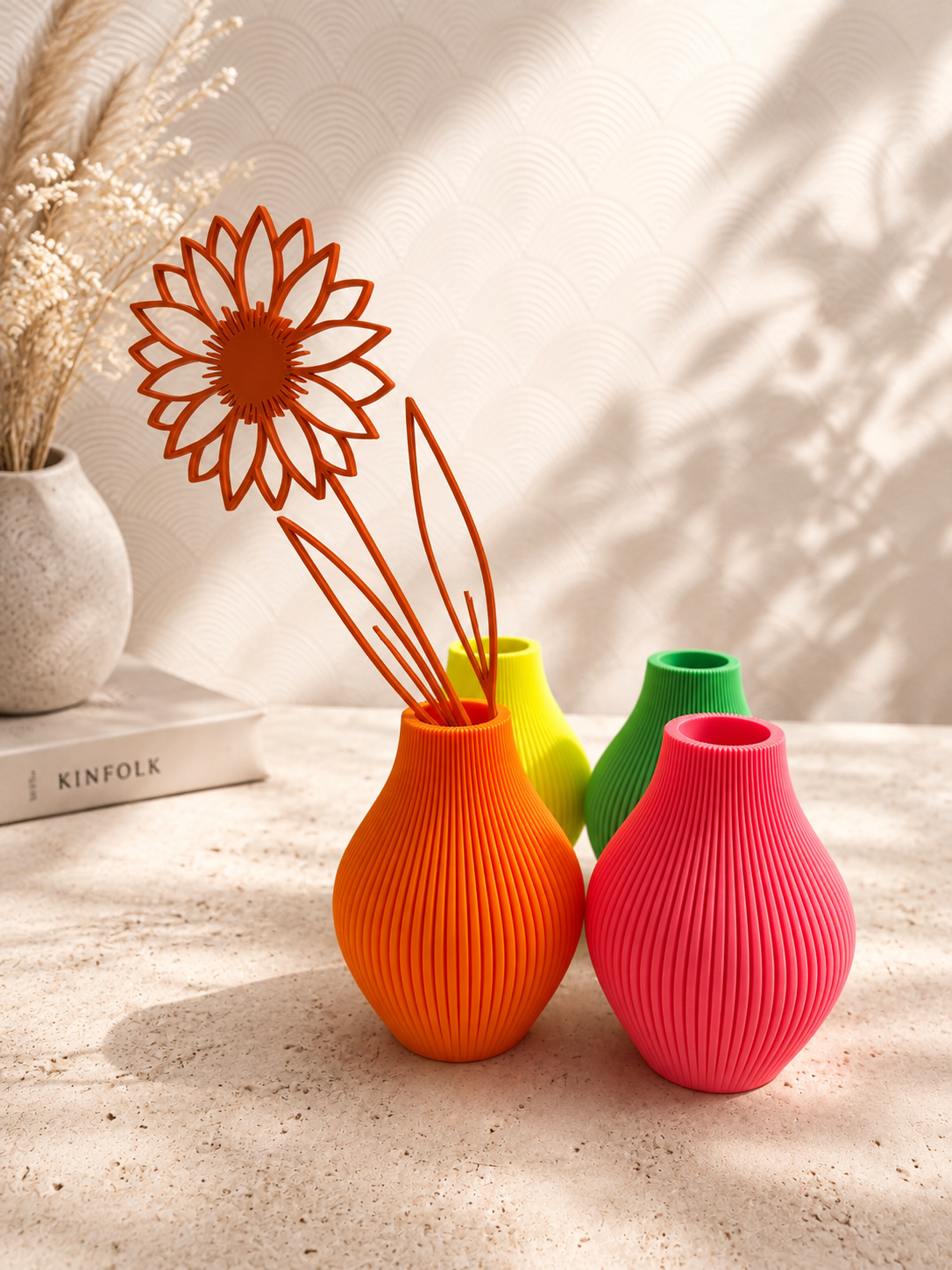 Mini Bloemenvaas 3D Geprint - Geribbeld Design - Little Things 3D
