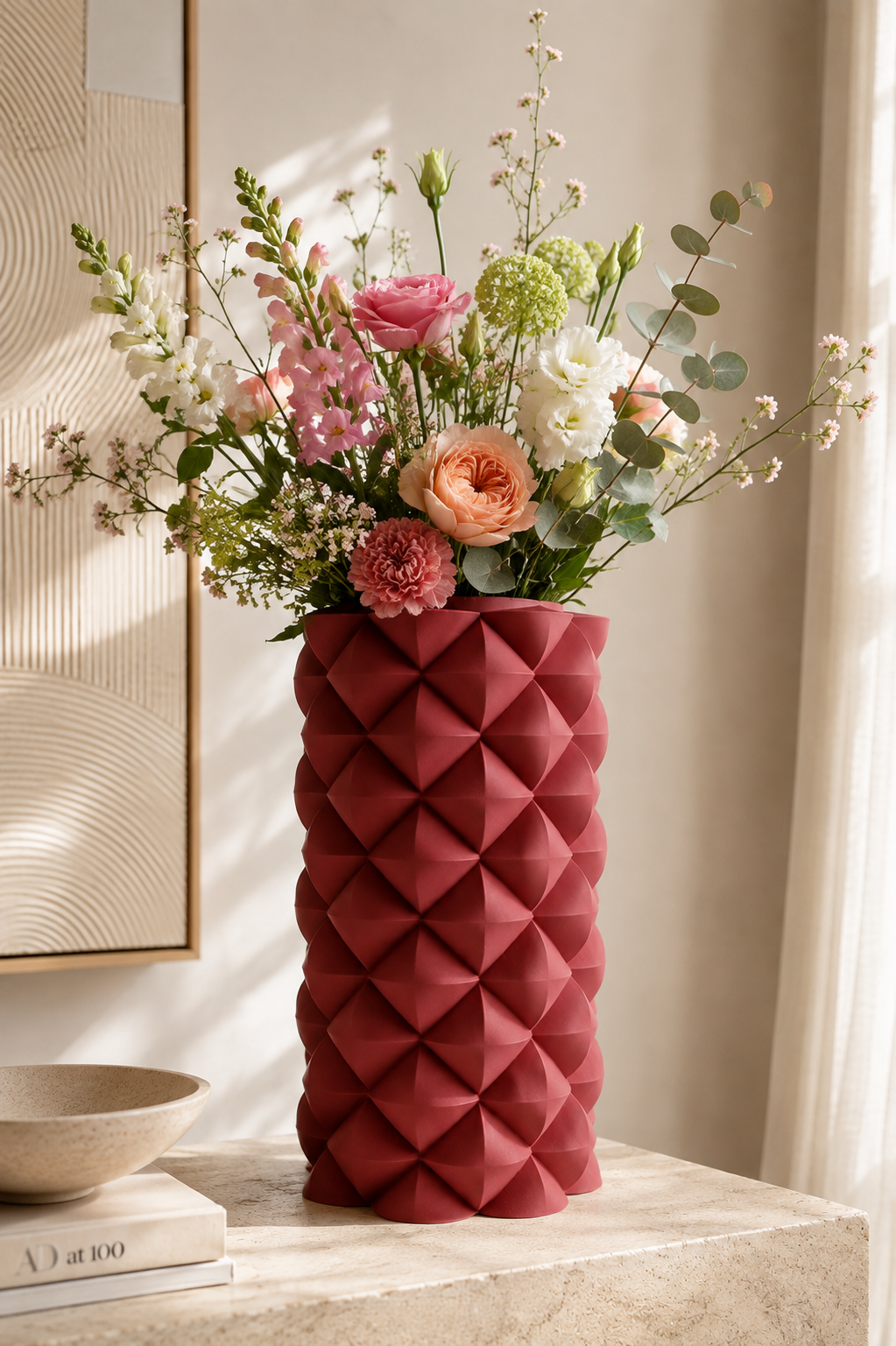 Bloemenvaas 3D Geprint - Geometrisch Ruitpatroon - Little Things 3D