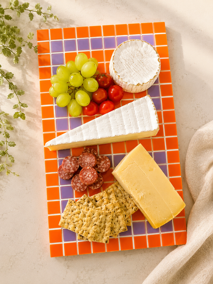 BorrBorrelplank Mozaïek - Oranje/Paars - 36 x 20 cm
