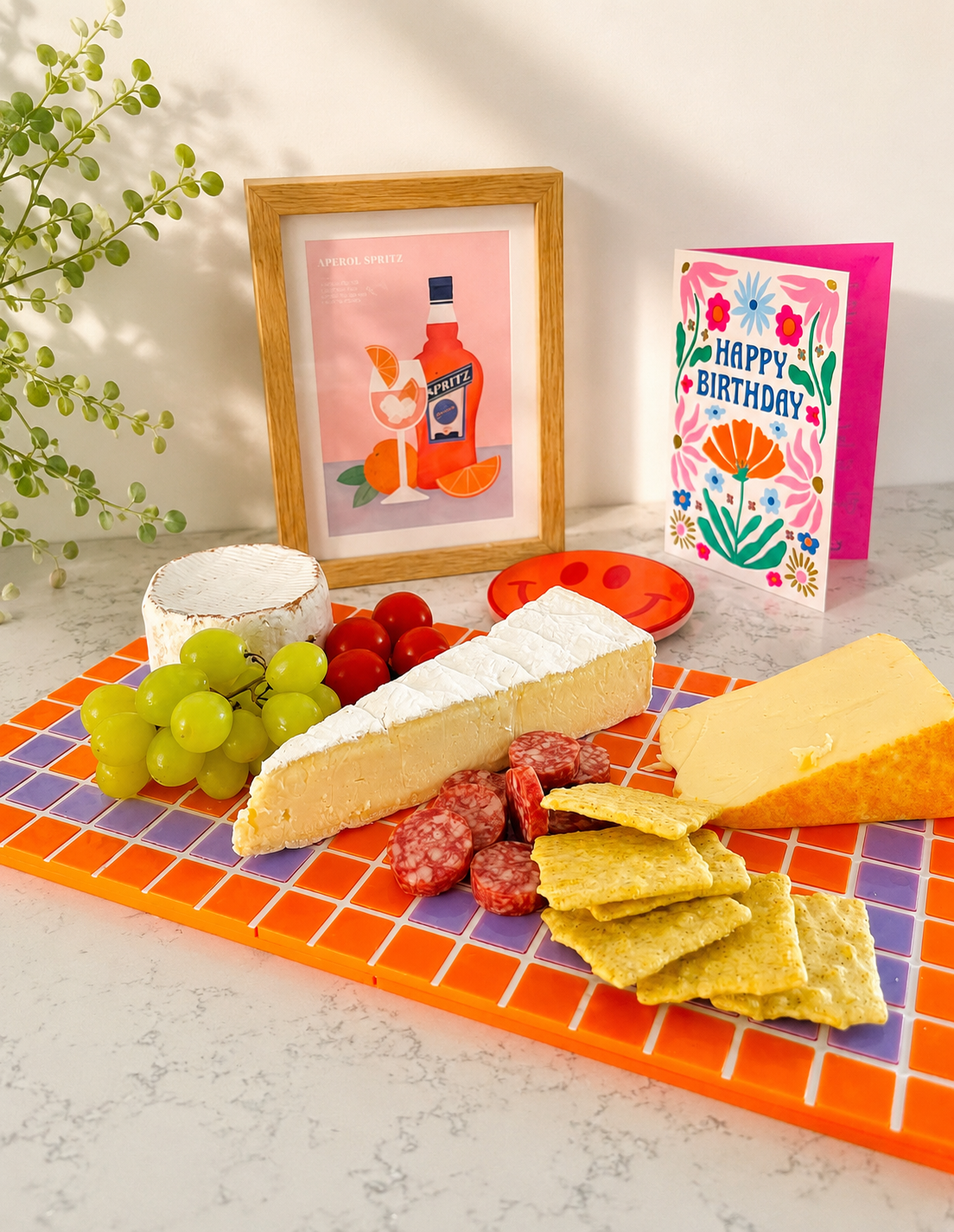 BorrBorrelplank Mozaïek - Oranje/Paars - 36 x 20 cm