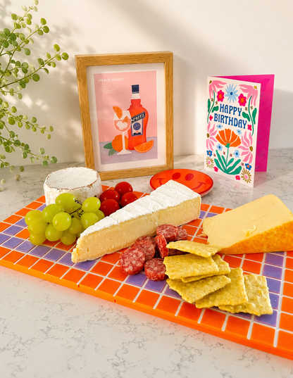 BorrBorrelplank Mozaïek - Oranje/Paars - 36 x 20 cm