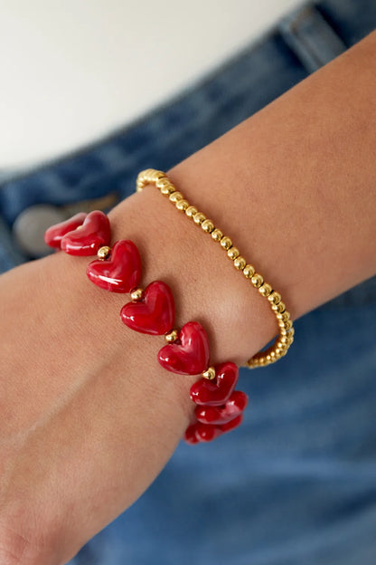 Lilli June roestvrij stalen armband - Kralen 4mm - Goud
