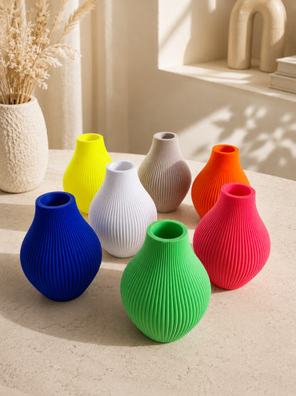 Mini Bloemenvaas 3D Geprint - Geribbeld Design - Little Things 3D