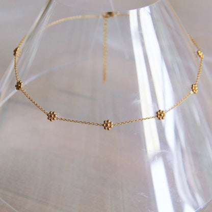 Bazou - Roestvrij Stalen Ketting met Fijne Madeliefjesbloemen - Goud - Little Things