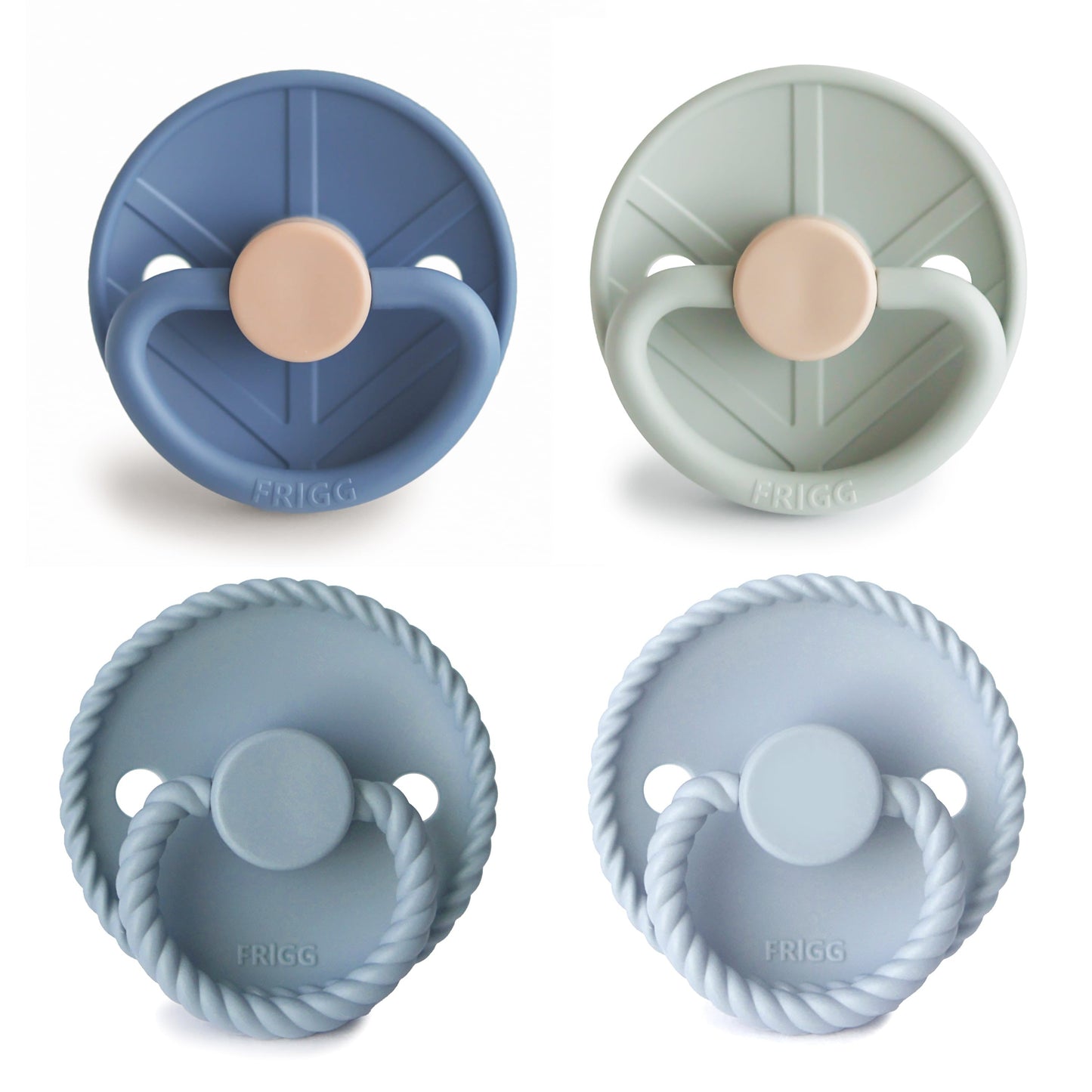 FRIGG 4 - pack siliconen speentjes – Skyline Serenity – maat T1 - Little Things