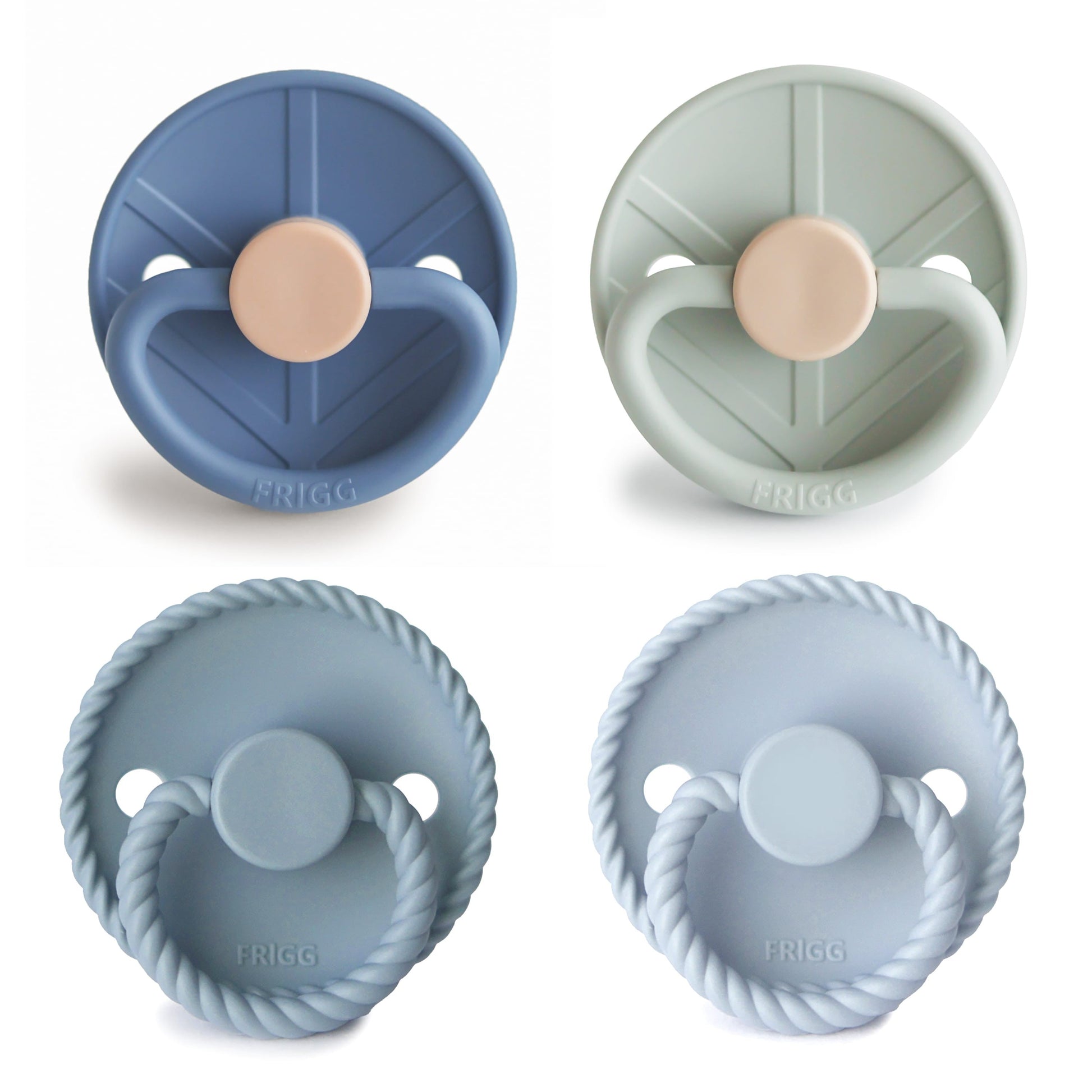 FRIGG 4 - pack siliconen speentjes – Skyline Serenity – maat T1 - Little Things