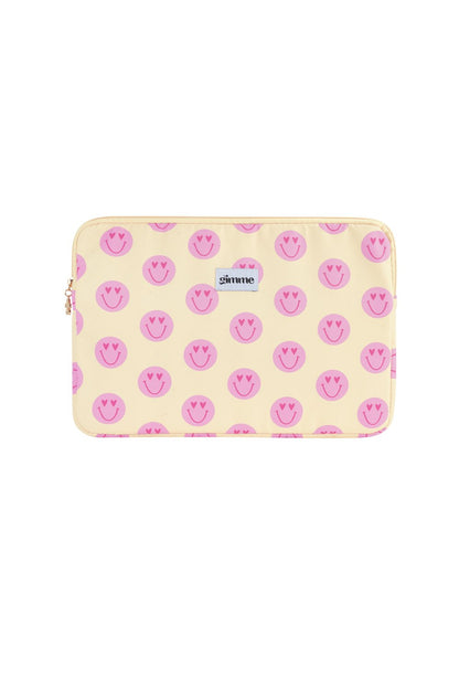 Gimme Smiling Face Laptophoes - 13 inch - Geel - Little Things