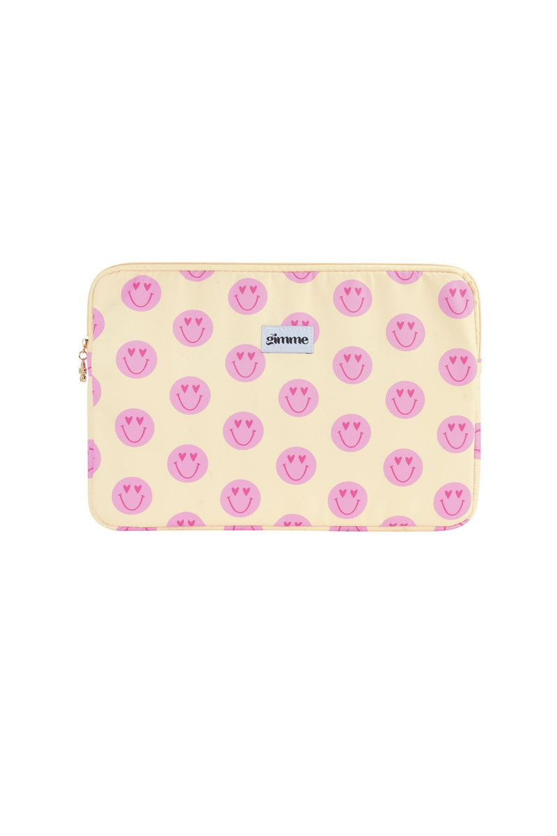 Gimme Smiling Face Laptophoes - 13 inch - Geel