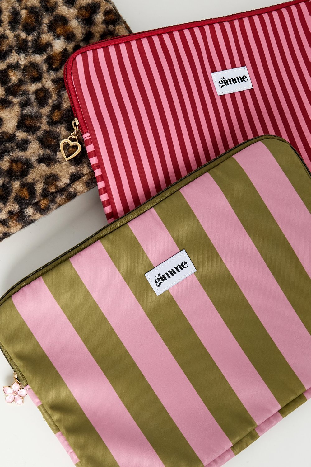 Gimme Streep Laptophoes - 13 inch - Roze Groen - Little Things
