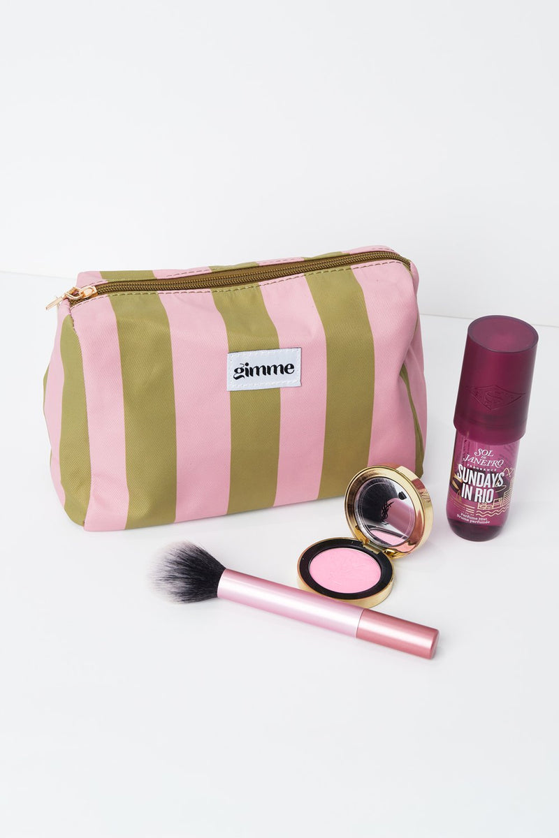 Gimme Toilettas Groot Streep - Roze Groen