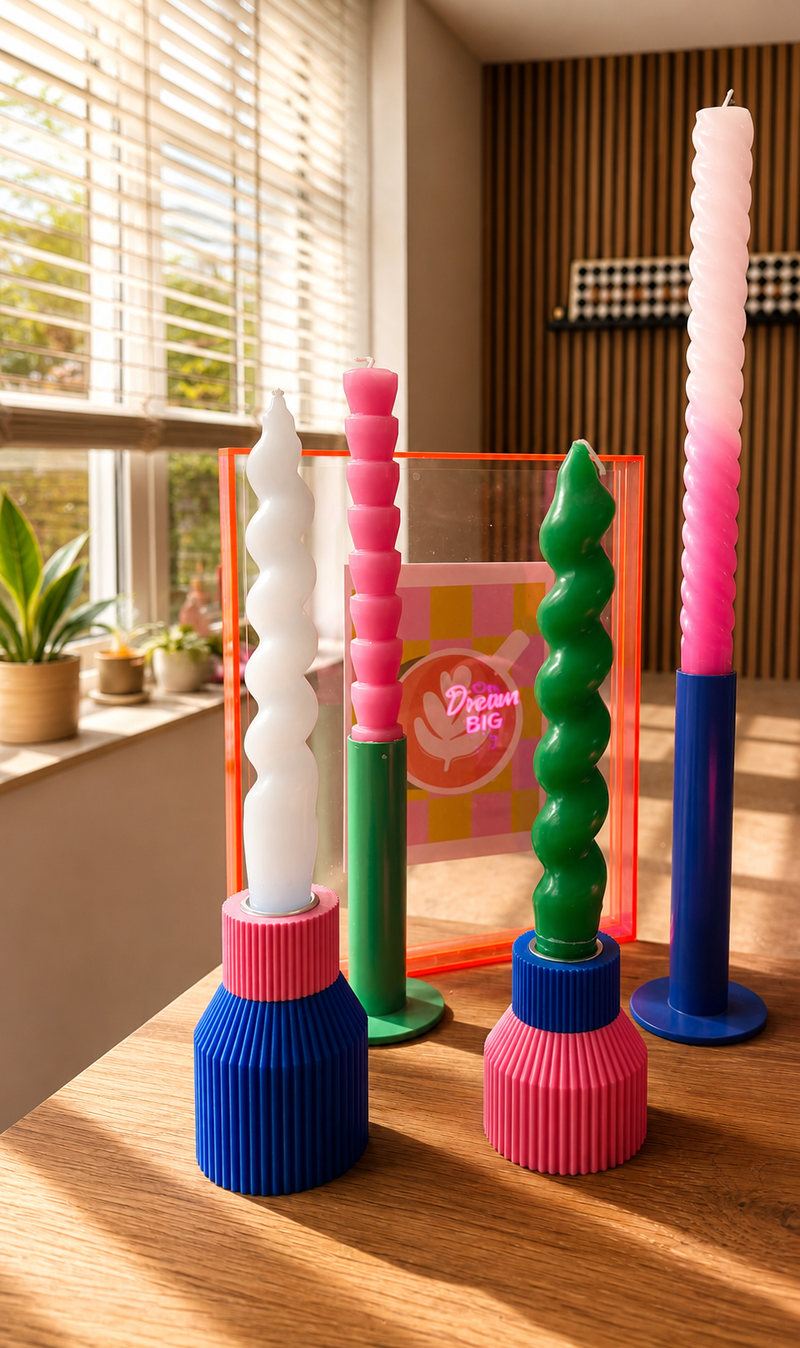 Little Things 3D - Geripptes Kerzenständer-Set - 2 Stück