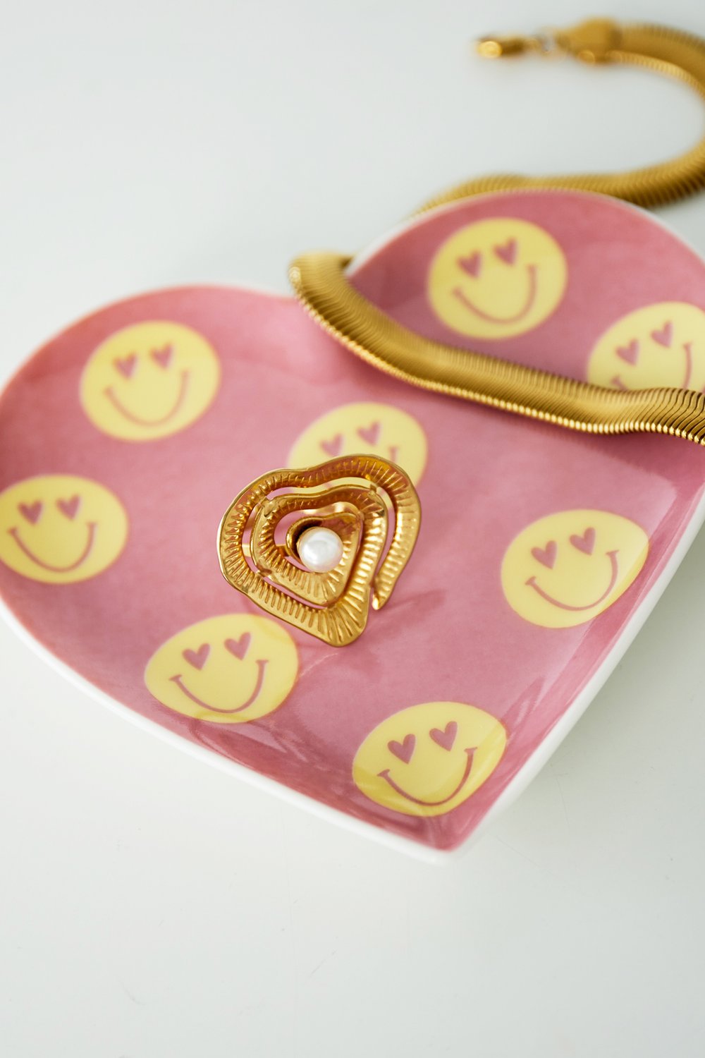 Little Things Sieradenschaaltje Hart Smiling Face - Geel - Little Things