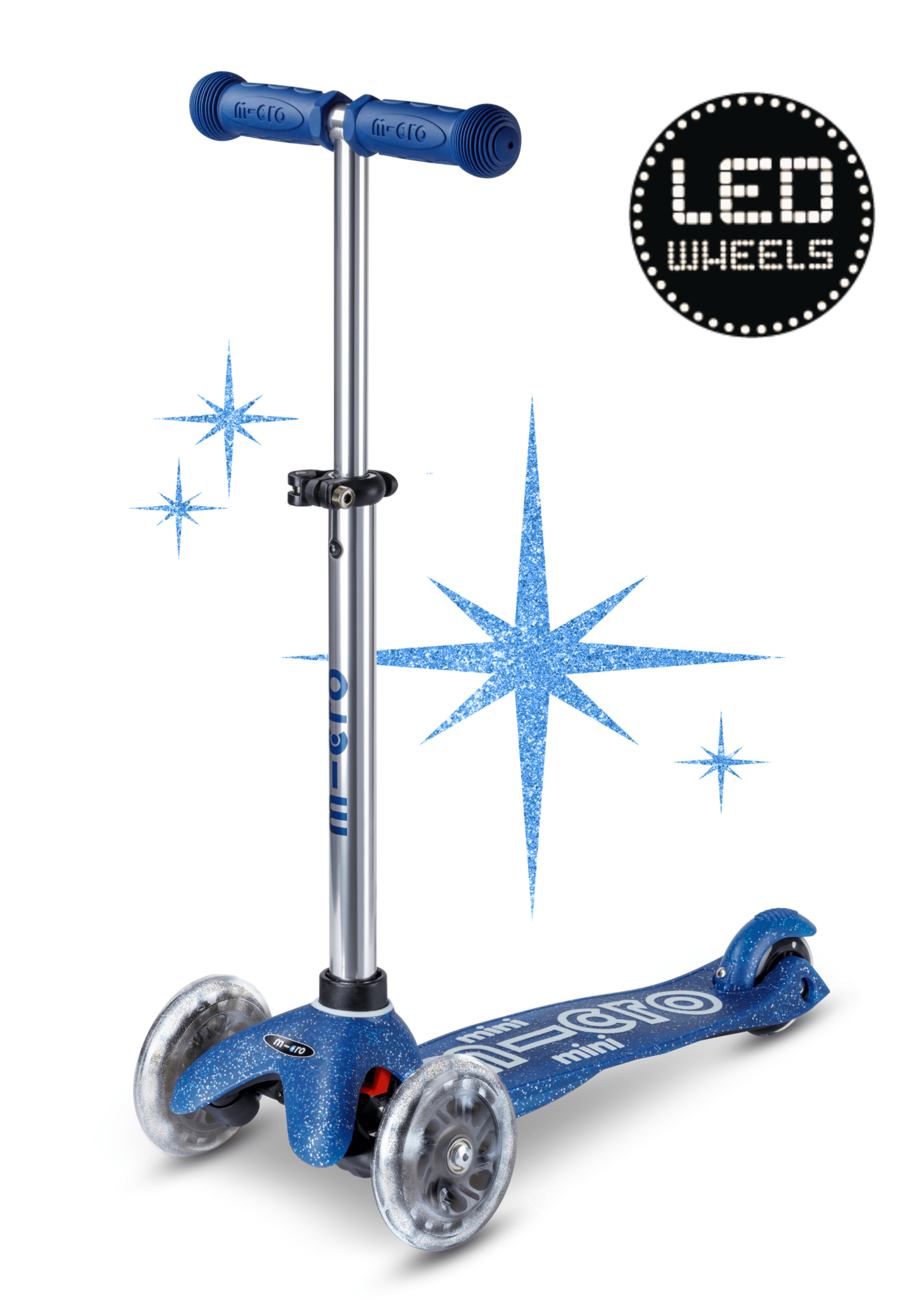 Micro Mini Deluxe Galaxy Glitter LED – Kinderstep met Lichtgevende Wielen – Blauw - Little Things