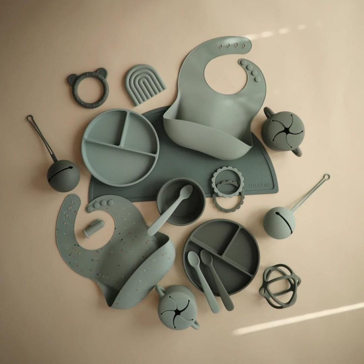 Mushie Siliconen Slab – Cambridge Blue - Little Things