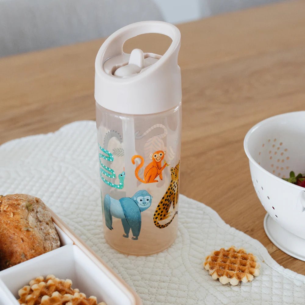 Petit Monkey Drinkfles met Rietje – Ondersteboven Dieren - Little Things