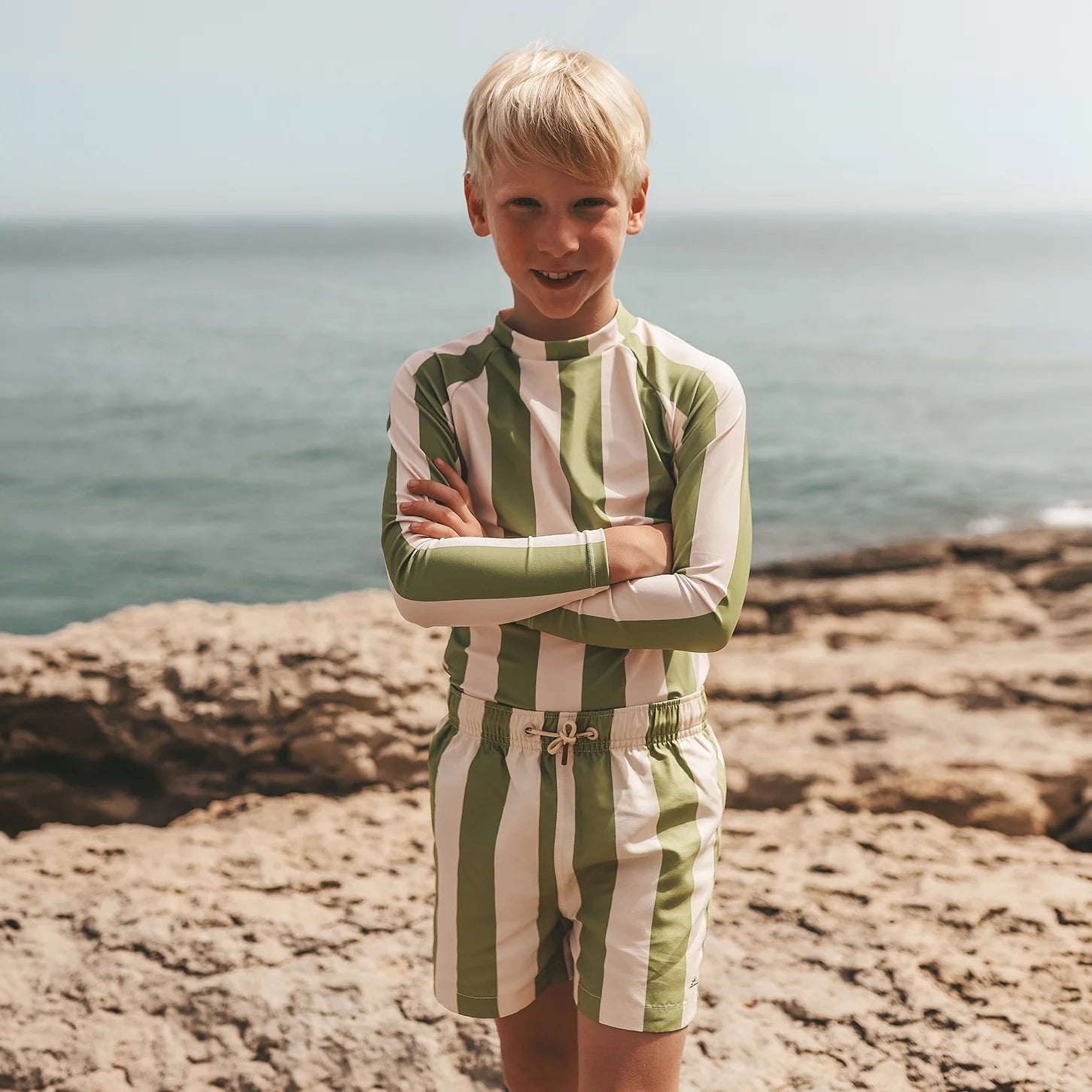 Salted Stories - UV Zwemshirt Lange Mouwen - Wide Stripe - Iguana - Little Things