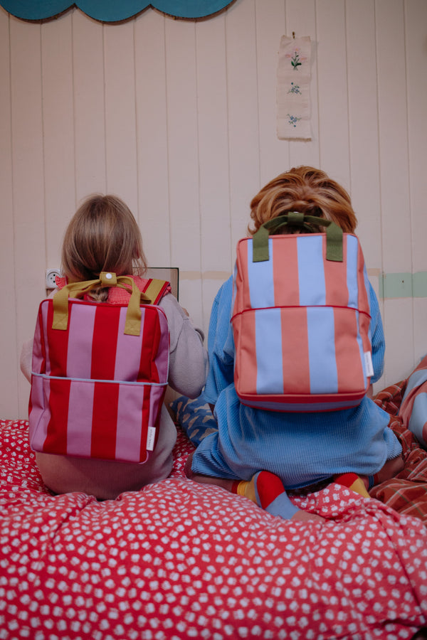 Sticky Lemon Rucksack Medium – Streifen – Red Apple & Rosebay Pink