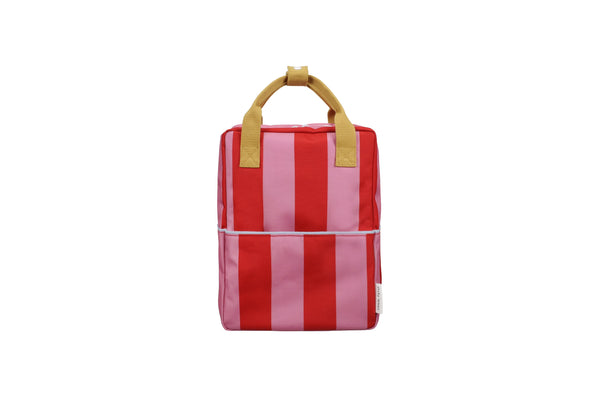 Sticky Lemon Rucksack Medium – Streifen – Red Apple & Rosebay Pink