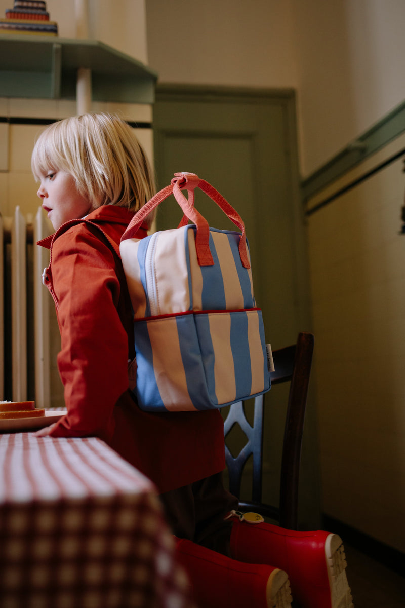 Sticky Lemon Rucksack Klein – Streifen – Cloud Blue & Twiggy Beige