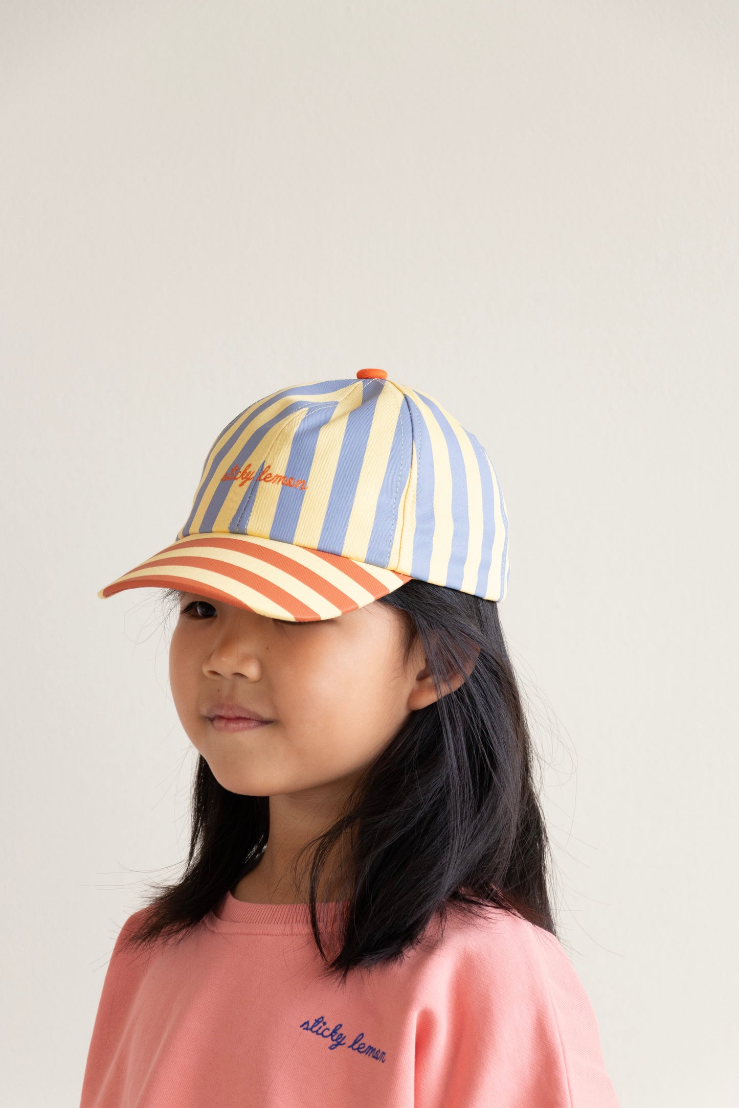Sticky Lemon Cap – Stripes - Blue Whale & Sandy Yellow - Little Things