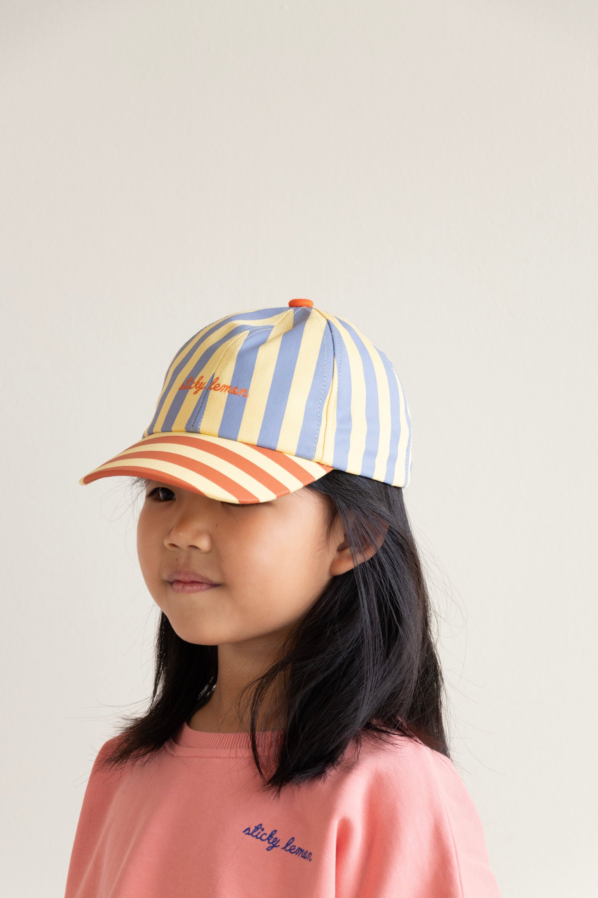 Sticky Lemon Cap – Stripes - Blue Whale & Sandy Yellow - Little Things